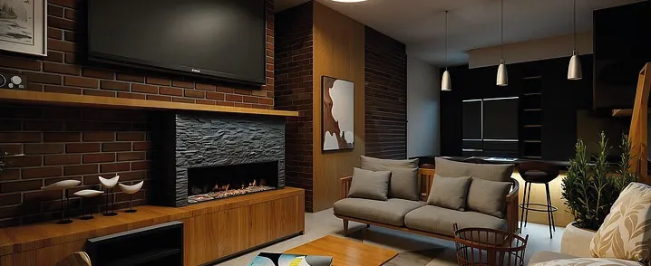 Interior con chimenea